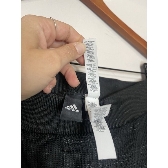 Adidas Women's Large Black Waffle Knit Cropped Lounge Sweat Pants Pockets - Picture 5 of 6